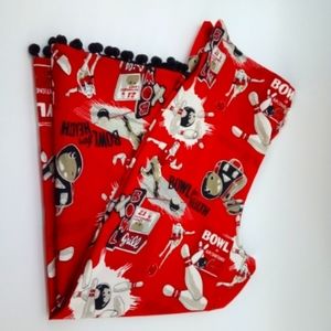 Taylor Maide Bowling Novelty Pins Grill Pom Pom Red Black Pajama Bottoms L
